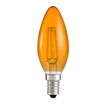 C35 Atique Ambar LED bombilla de filamento, 3,5W Dimmable LED vela bombilla